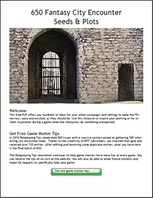 650 Fantasy City Encounter Seeds & Hooks