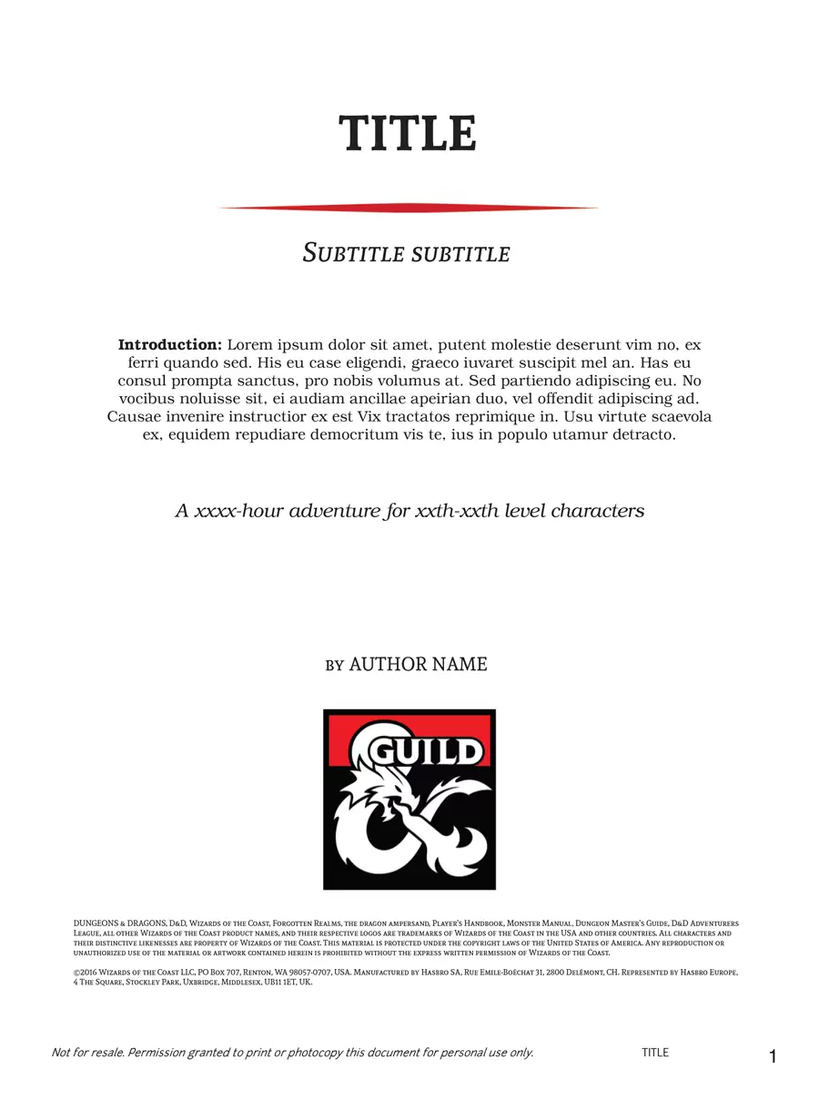 Adventure Template for Scrivener