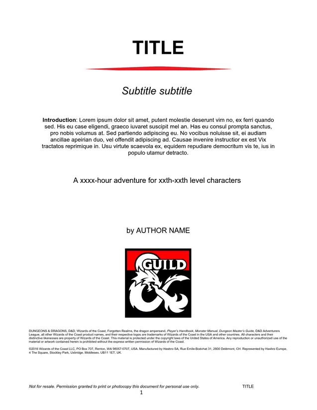DMs Guild Creator Resource - Adventure Template