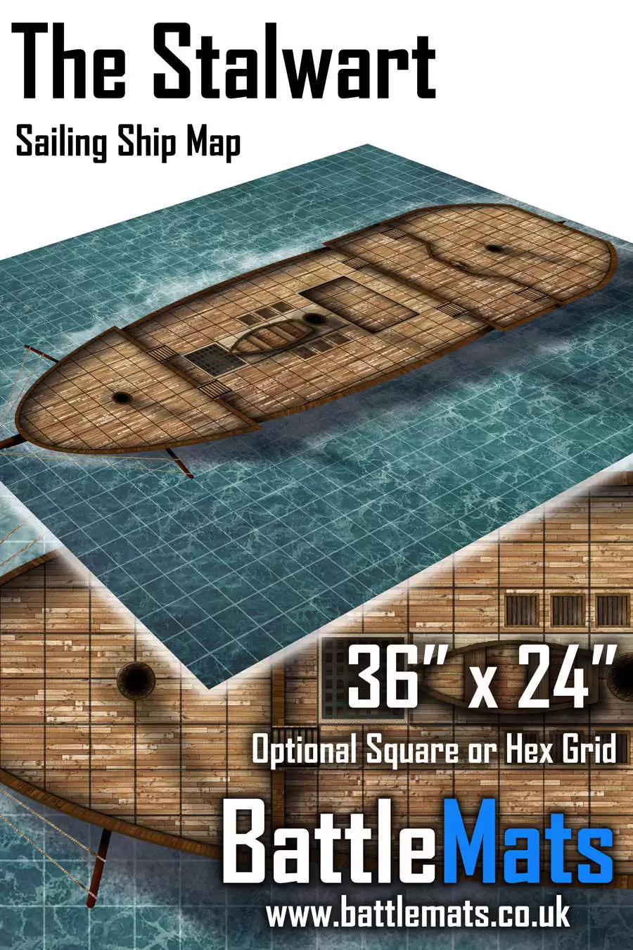 The Stalwart 36" x 24" RPG Sailing Ship Map