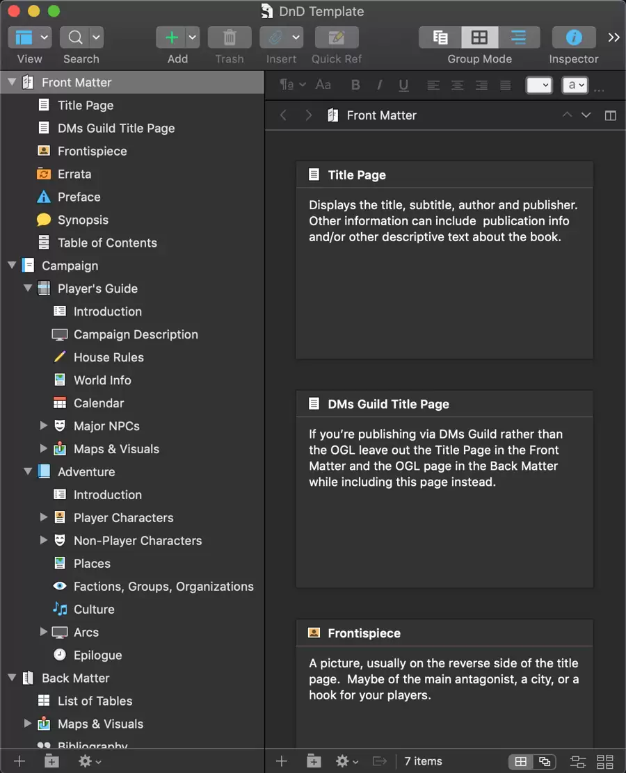 DnD Scrivener Template