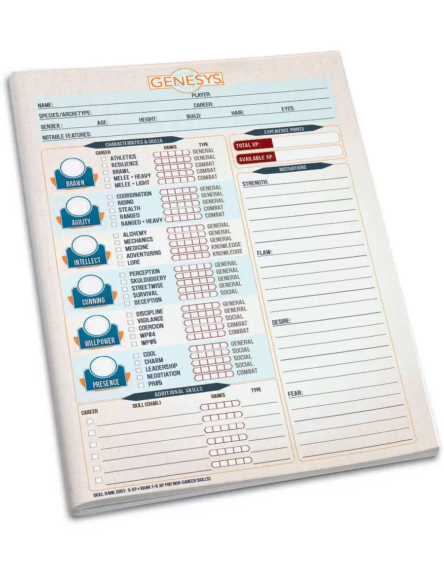 Genesys Character Booklet (Folio)
